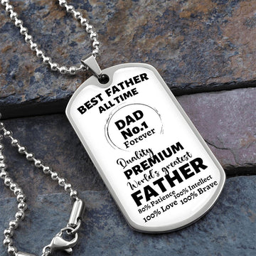 Best Father all Time - Dad No.1 - 	Military Chain