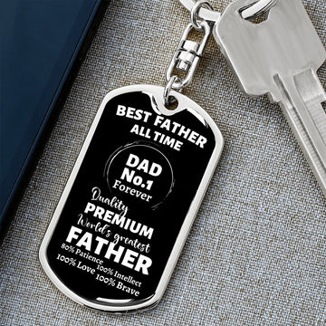 Best Father All Time - Graphic Dog Tag Keychain