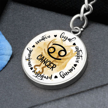 CANCER: Loyal, intuitive, caring, protective, emotional, creative. - Graphic Circle Keychain