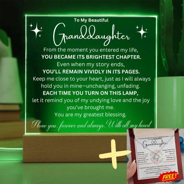 Cherished Moments: Granddaughter's  LED Acrylic Love Plaque + LoveKnot Perfect Bundle