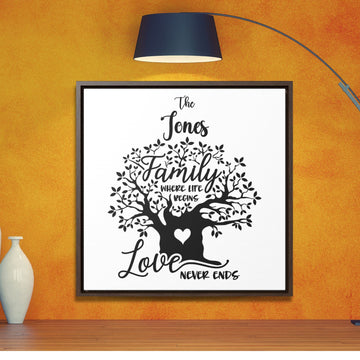 Endless Love Framed Canvas - Personalized Family Name Art