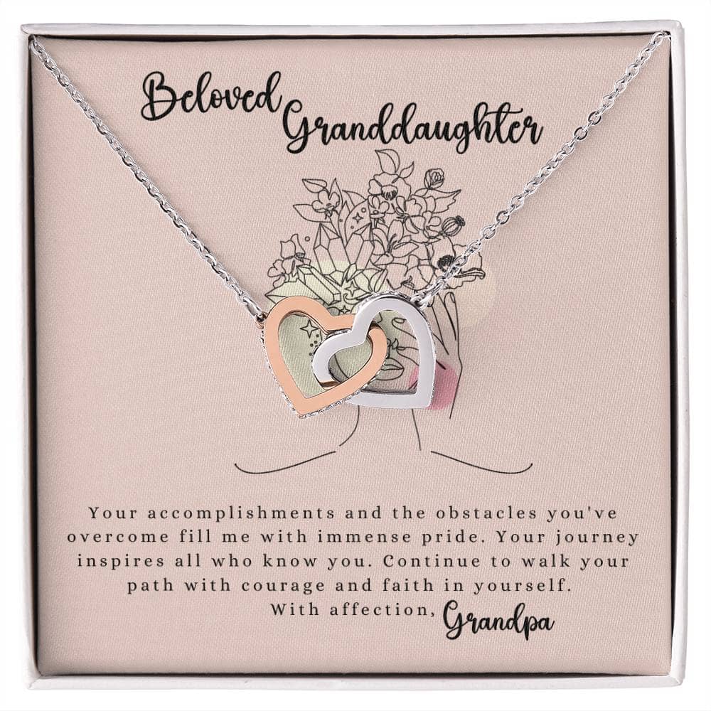 Eternal Bond: Granddaughter's Interlocking Hearts Necklace with Sentimental Message