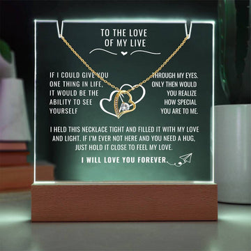 Eternal Love and Light: Acrylic Plaque with Forever Love Necklace