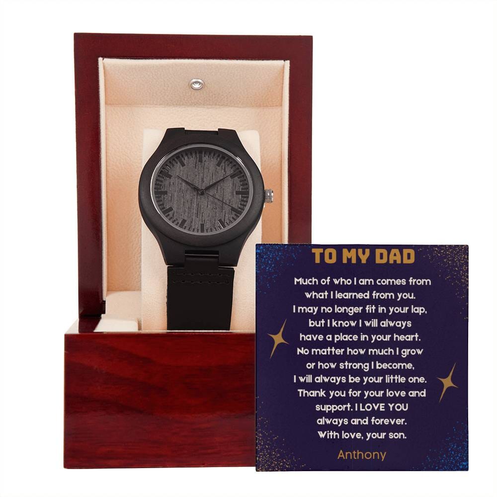 "Eternal Timepiece" - Father's Day Wooden Watch with Heartfelt Message from Son