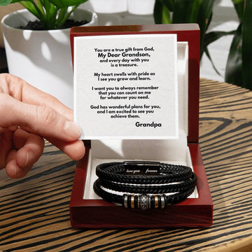 Grandparent's Embrace: The Men's 'Love You Forever' Bracelet with Personalized Sentiment