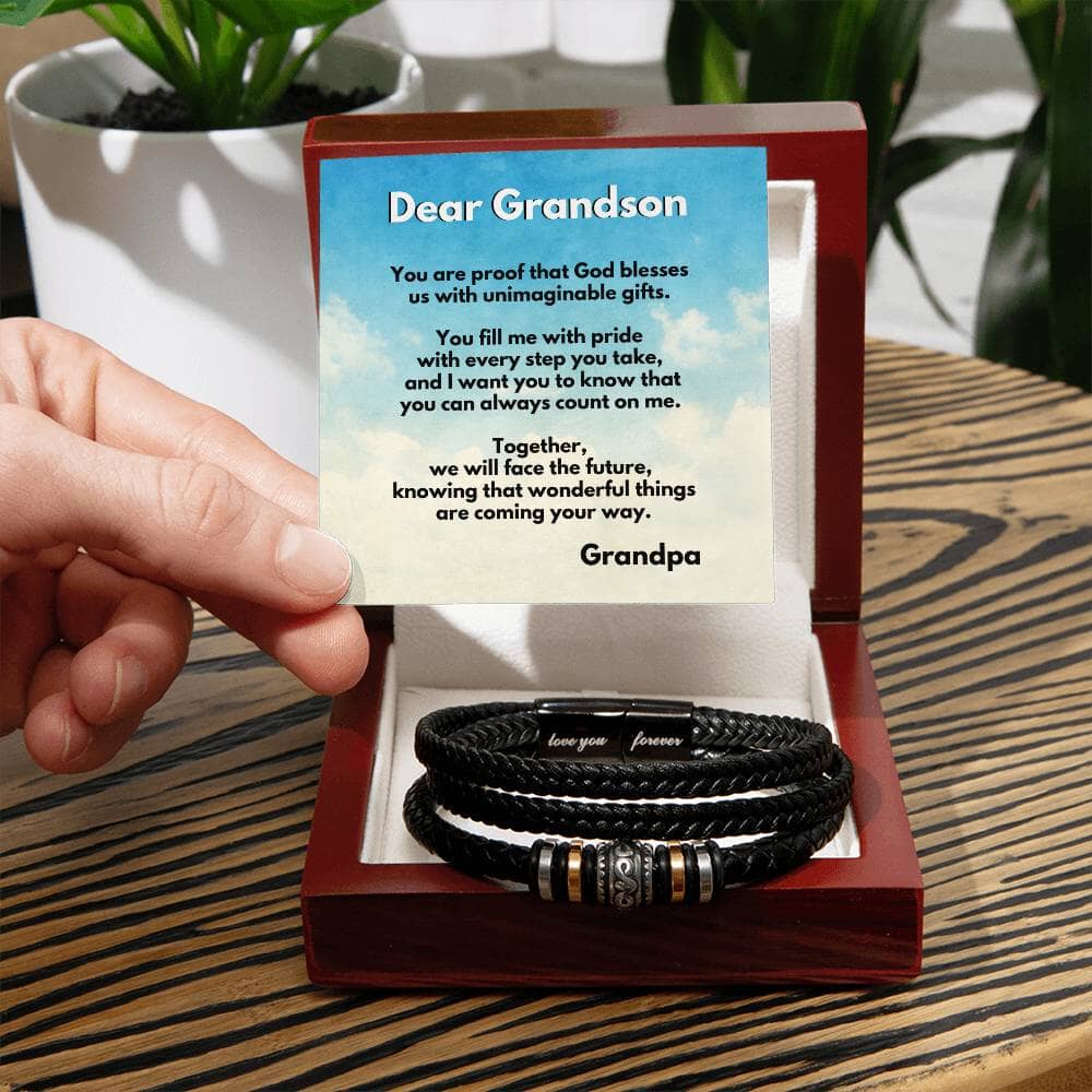 Grandson's Emblem of Eternal Blessing Bracelet: A Heartfelt Gift from Grandpa or Grandma