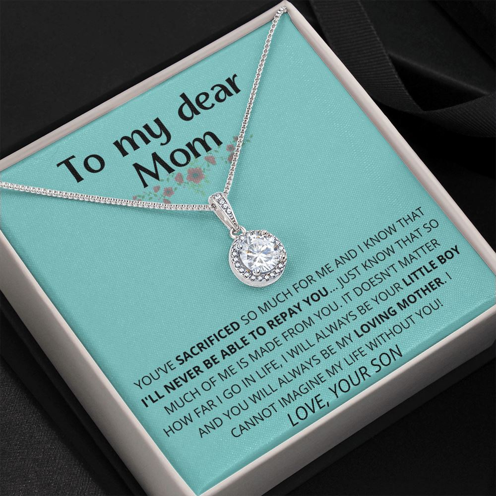 green - To My Dear Mom | I Can't Imagine My Life Without You | From Son to Mother Necklace