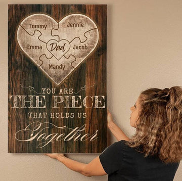 Irresistibly Personalized "Dad, You Are the Piece That Holds Us Together"  - Customizable with Kids' Names