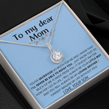 light blue- To My Dear Mom | I Can't Imagine My Life Without You | From Son to Mother Necklace