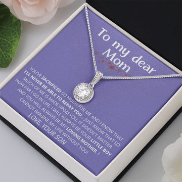 light purple - To My Dear Mom | I Can't Imagine My Life Without You | From Son to Mother Necklace