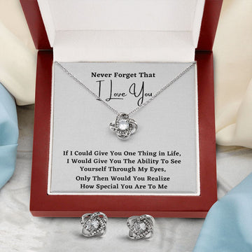 Never forget that I LOVE YOU - Love Knot Earring & Necklace Set!