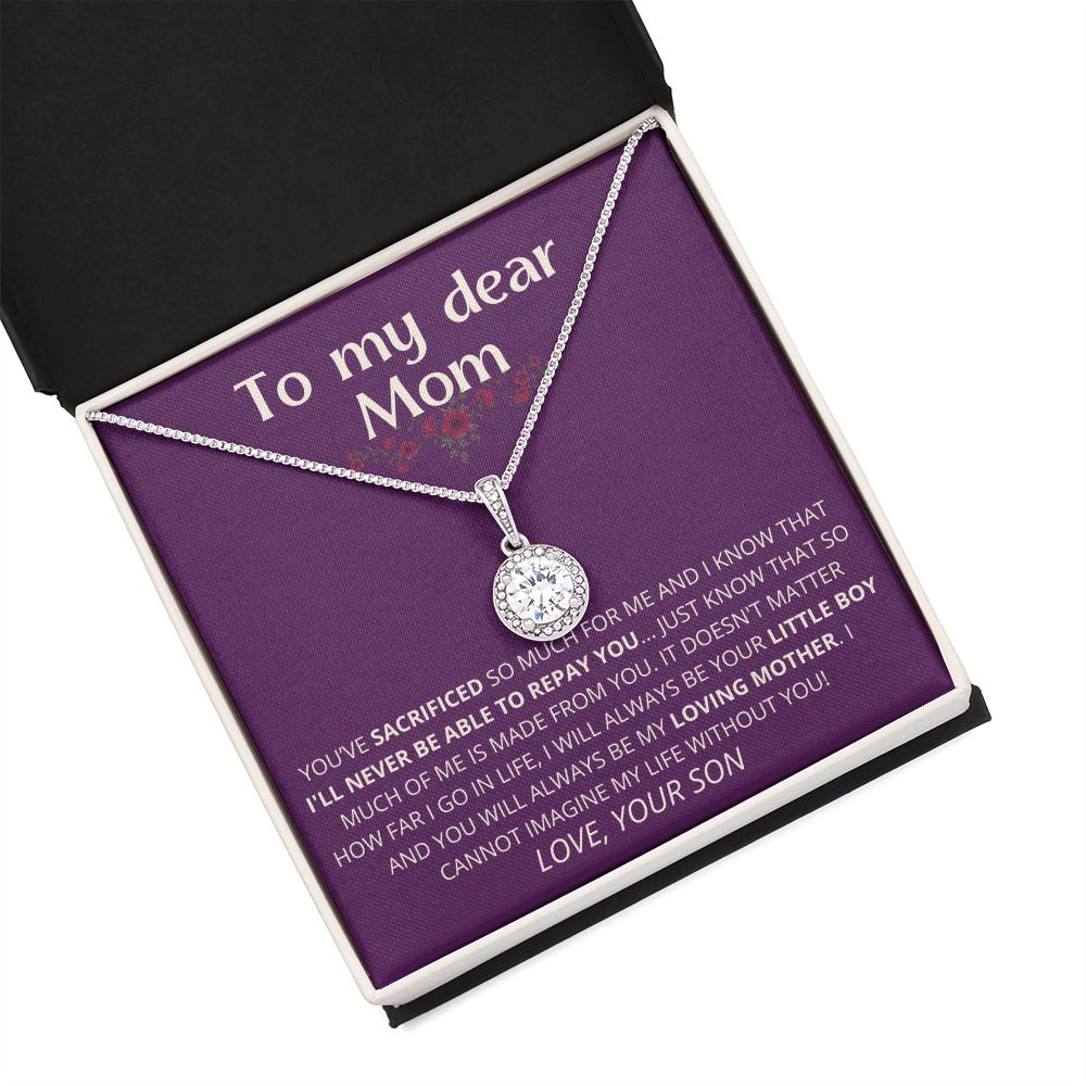 purple - To My Dear Mom | I Can't Imagine My Life Without You | From Son to Mother Necklace