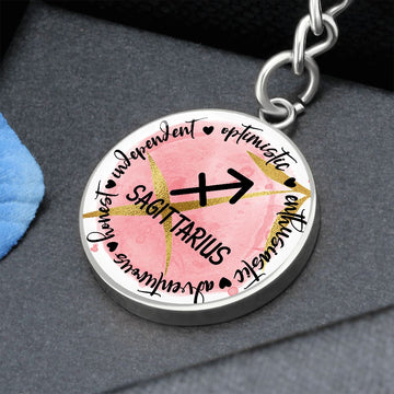 Sagittarius: Optimistic, enthusiastic, adventurous, honest, independent - Graphic Circle Keychain