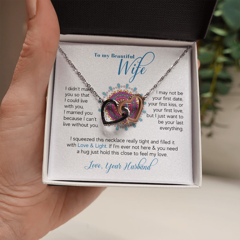 To m y beautiful Wife - Interlocking hearts Necklace