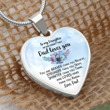 To my Daughter - Dad loves you - Luxury  Heart Necklace