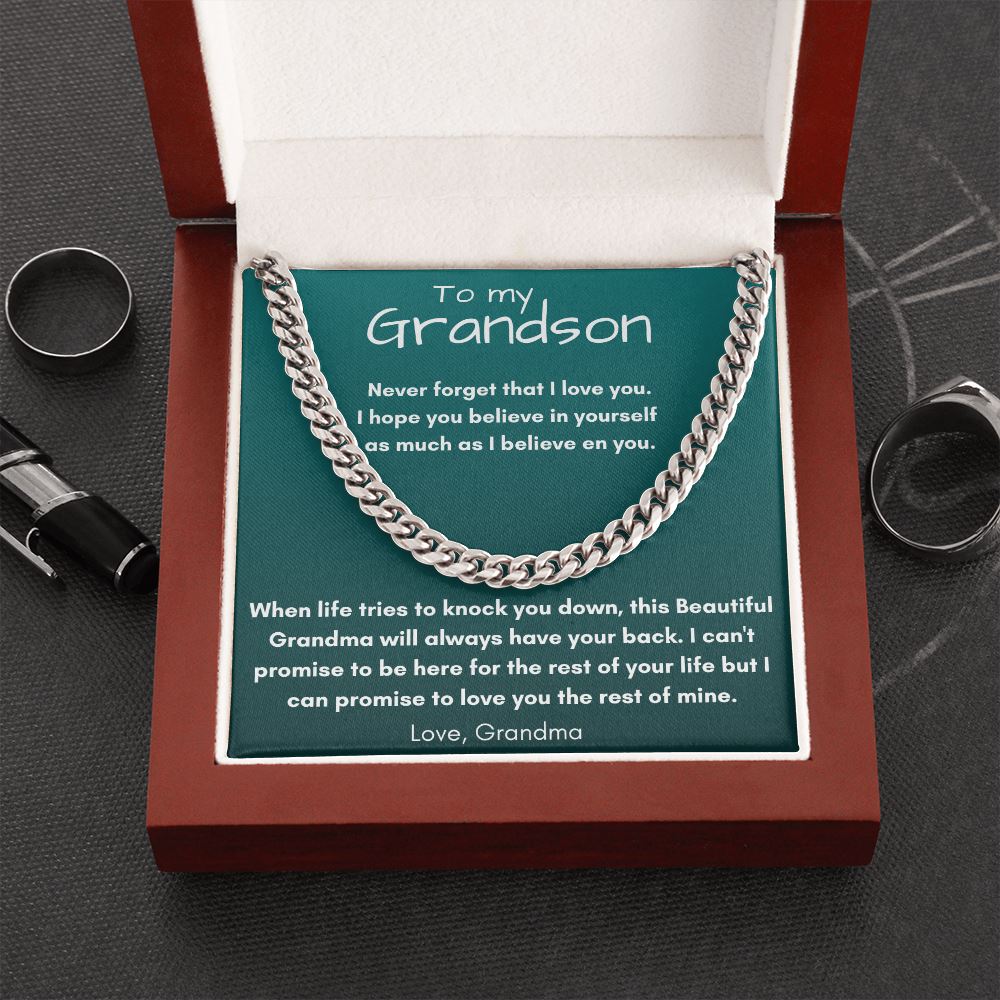 To my Grandson, love Grandma - Cuban Link Chain Necklace