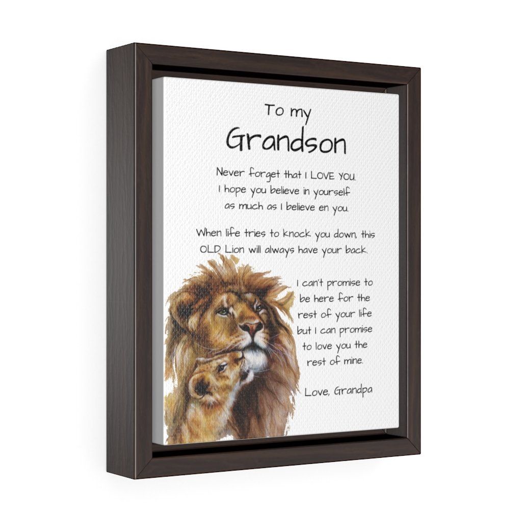 To my Grandson - Vertical Framed Premium Gallery Wrap Canvas