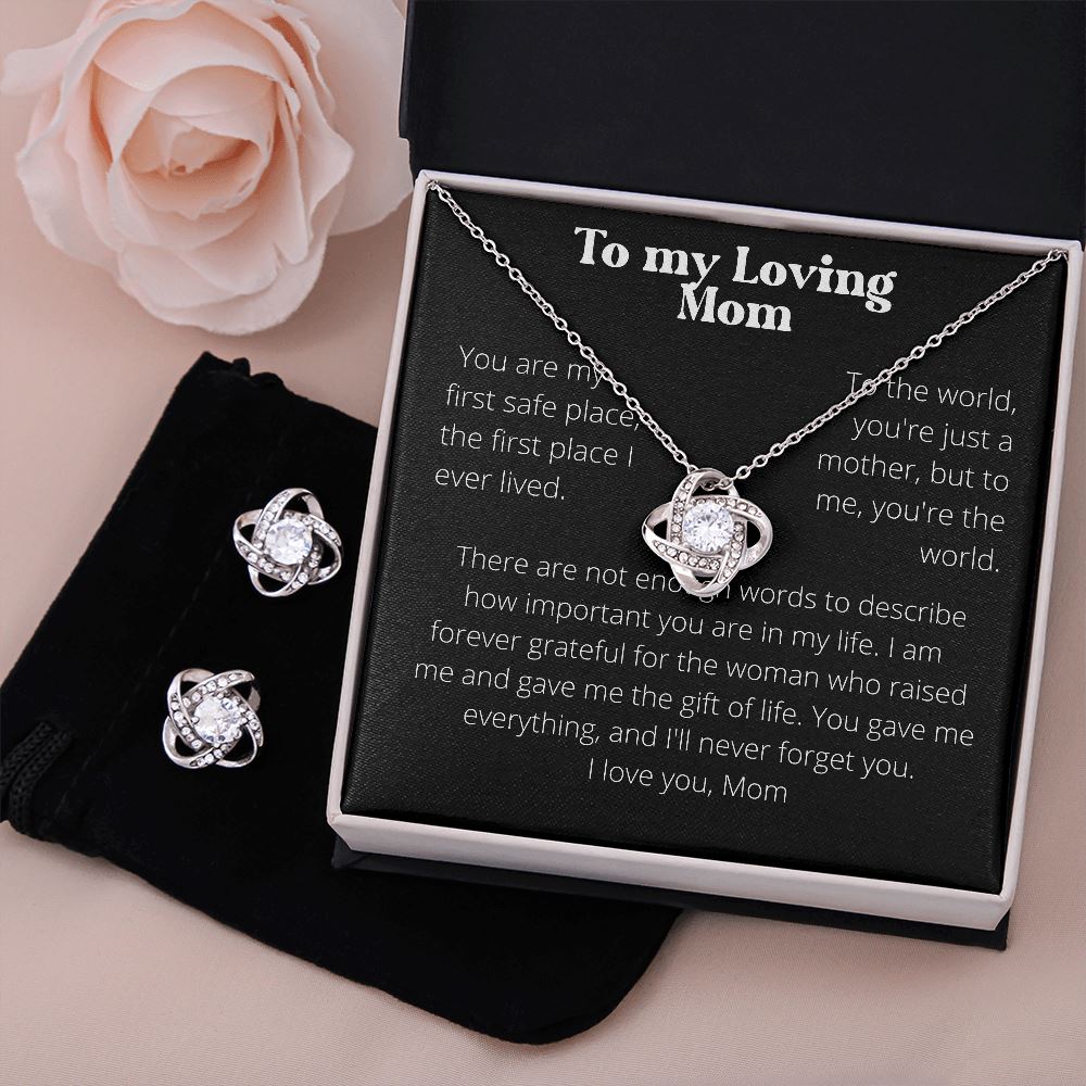 To my Loving Mom - Love Knot Plus earrings set