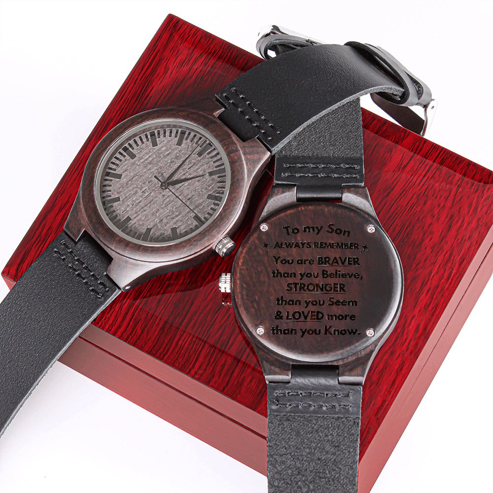 To my Son - Every time they check the time, they will be reminded of your love. Engraved Wooden Watch