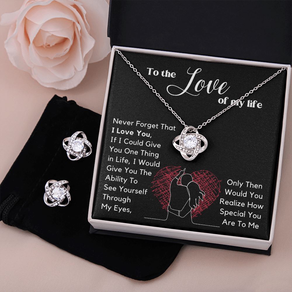 To the Love of my Life - Love Knot Earring & Necklace Set