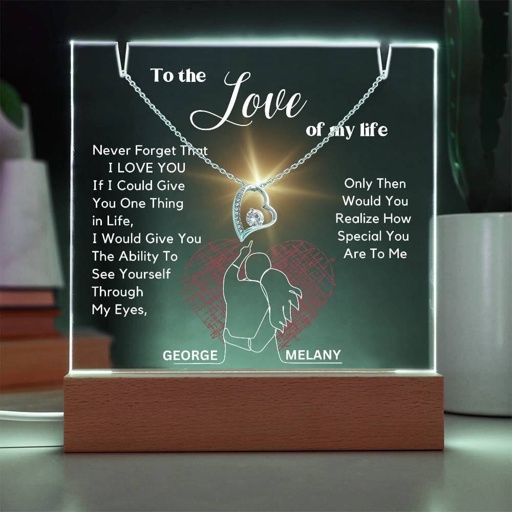 To The Love of My Life - Personalized Acrylic Plaque with Forever Love Necklace